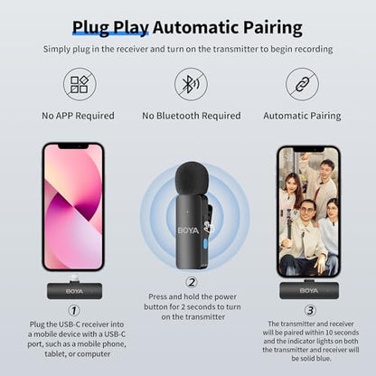 Professional 4-Person Wireless Lavalier Microphone System for iPhone 12/13/14/iPad, Noise Reduction, 650FT Long Range, 18H Battery Charging Case, Mini Mic for Interview Vlog Podcast Live Streaming