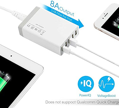 Pezin & Hulin 5 Port USB Wall Charger, 45W, Compatible with Tablet, Phone, Cell Devices - color: White