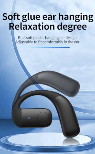 Single Bluetooth Phone Earpiece Earbud One Ear Piece Open Ear Bud Air Bone Conduction Earbuds Earless Out of Ear Headphones Bluetooth 5.4 Wireless Headsets with Microphone Earhook,88 Playtime for work