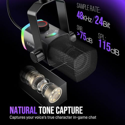 FIFINE AmpliGame AM8PROT Gaming Microphone Kit, XLR/USB Dynamic PC Mic - color: Black