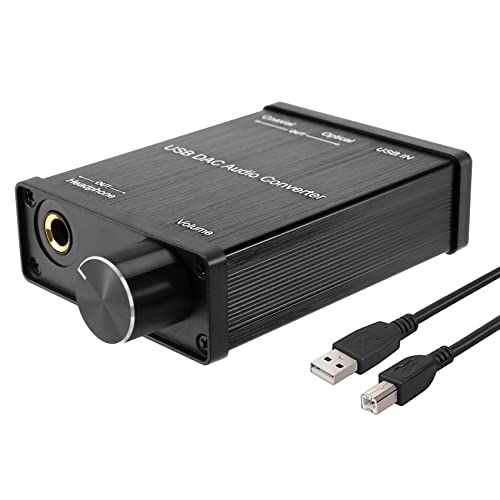 USB to Coaxial S/PDIF Optical 3.5mm/6.3mm Headphone Converter USB DAC Digital to Analog Audio Converter for XP, black