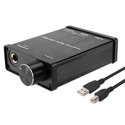 USB to Coaxial S/PDIF Optical 3.5mm/6.3mm Headphone Converter USB DAC Digital to Analog Audio Converter for XP, black