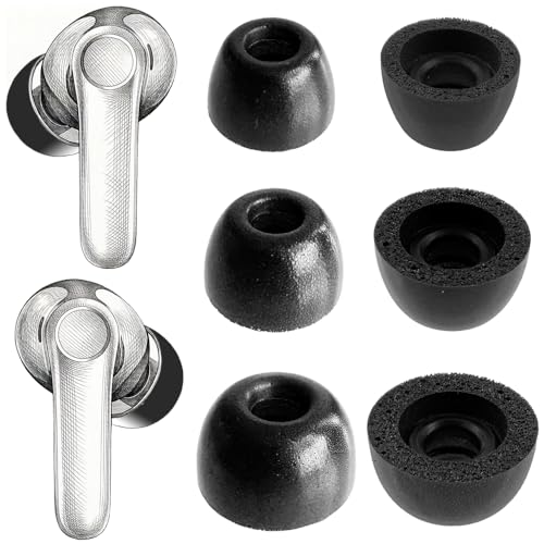 Replacement Memory Foam Eartips for EarFun Earbuds,3 Pairs,Black