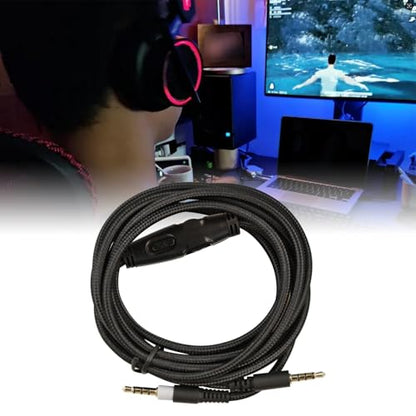 Flylin 2M 3.5mm Replacement Audio Aux Cable, Audio Cord Male to Male Cable | Compatible with Kingston Hyper Cloud and Hyper Cloud Alpha, Gaming Headset with Inline Mute and Volume Control, No Mic