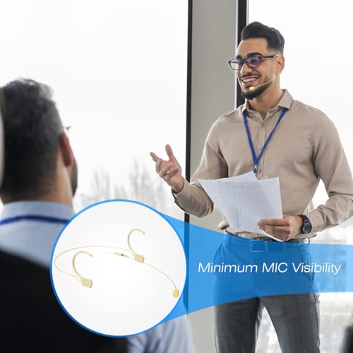 KIMAFUN Headset/Headworn Microphone Professional Earset Over Ear Hanging Condenser Mic Compatible with Shure Wireless System Bodypack Transmitter, Ideal for Performance, Theater, Lecture - Beige D4 - size: D4 for Shure Wireless System