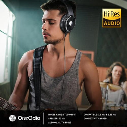 OneOdio Wired Headphones - Over Ear Headphones with Noise Isolation Dual Jack Professional Studio Monitor & Mixing Recording Headsets for Guitar Amp Drum Podcast Keyboard PC Computer
