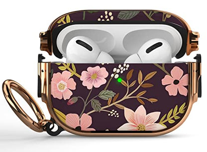 for AirPods Pro 2/1 Case Cover with Lock, Magsafe Compatible, Purple Flower - color: Purple+Pink, size: AirPods Pro 2/1 Case (2019/2022/2023)