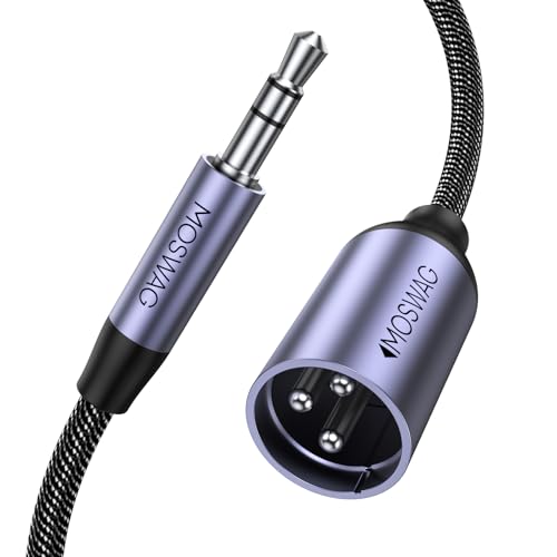 MOSWAG 3.5mm to XLR Cable, Unbalanced 1/8 inch to Microphone Cord 3FT | 20 AWG 4N Oxygen Free Copper, Nylon Braided, For Laptop, MP3 Player, Amplifier, Sound Cards, Mixer, Speaker - size: 1M/3.3FT