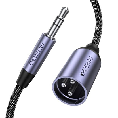 MOSWAG 3.5mm to XLR Cable, Unbalanced 1/8 inch to Microphone Cord 3FT | 20 AWG 4N Oxygen Free Copper, Nylon Braided, For Laptop, MP3 Player, Amplifier, Sound Cards, Mixer, Speaker - size: 1M/3.3FT