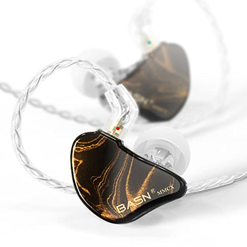 BASN MMCX in Ear Monitor,Triple Driver Musician IEM Headphone,Gold Obsidian - color: Golden Obsidian