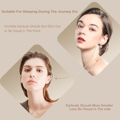 AE100A Wireless Bluetooth Earbuds for Small Ears, Invisible Mini Ear Buds with Ergonomic Design, 4 Hours Playtime, Waterproof, Beige