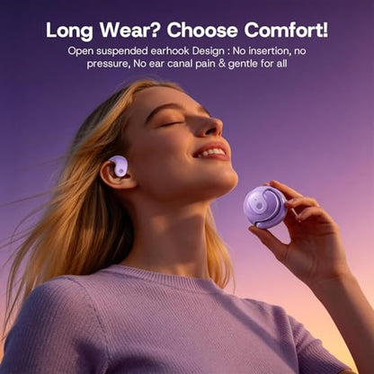 Open Over Ear Earbuds Open Ear Headphones Wireless Bluetooth | Over The Ear Earbuds That Don'T Go In Your Ear Air Conduction With Awareness Of Surroundings With Over-Ear Hooks - color: Purple