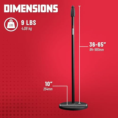 Gator Frameworks Microphone Stand with 10" Weighted Base and Soft Grip Twist Clutch Height Adjustment, (GFW-MIC-1000) - style: 10" Weighted Base