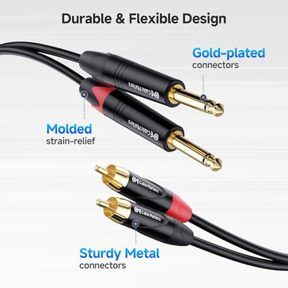 Cable Matters Dual 1/4 Inch TS to Dual RCA Cable, 3ft | 1/4 Inch to RCA Stereo Audio Interconnect Cable, for Audio Equipment - size: 3 Feet