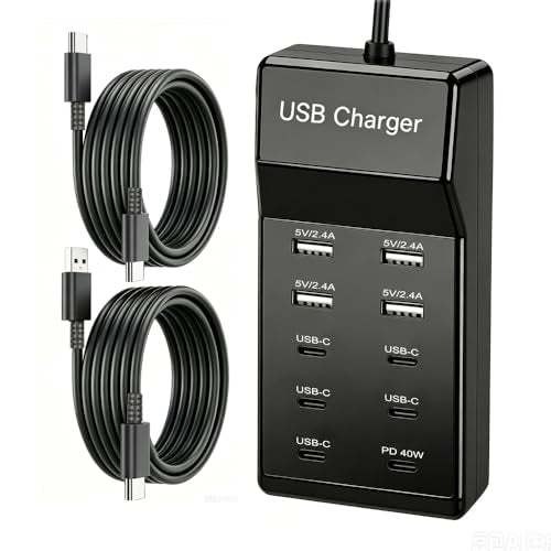 10-Ports USB C Charging Station,50W 10A Multiport Charger Block | Desk Charger for Multiple Device,USB Power Strip for Samsung Galaxy,iPhone,Google Pixel