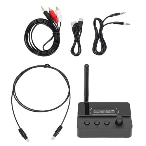 Jiawu Bluetooth Transmitter and Receiver, Low Latency Bluetooth 5.3 Audio Adapter, Wireless Audio Adapter with Multi Functional Interfaces for TV Stereo System Car Home Music Streaming