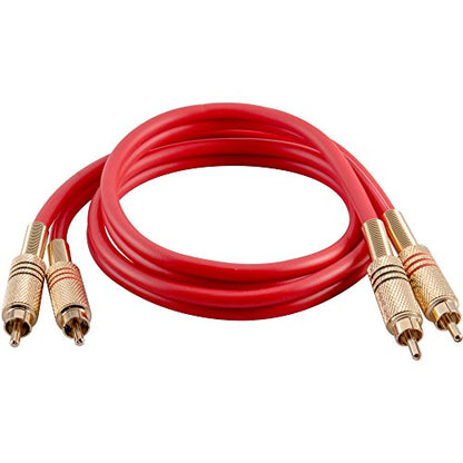 Seismic Audio SAPRCA3-RD Premium Red 3 Foot Dual RCA Male to Dual RCA Male Audio Patch Cable - color: Red, size: 3 Foot