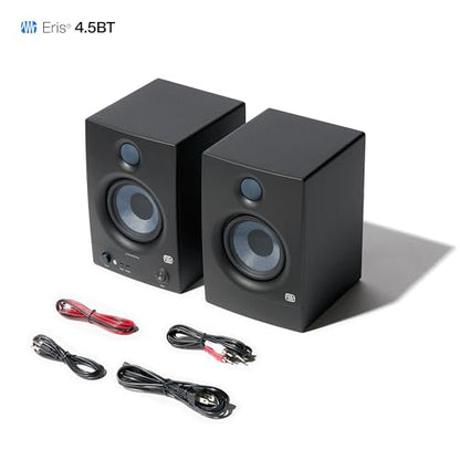PreSonus Eris 4.5BT Bluetooth Studio Monitors, Pair — 4.5" Inch Powered Bookshelf Speakers, Stereo, Desktop Computer, Near Field Music Production, Audio Mixing Recording | 4.5 Inch Powered Bookshelf Speakers, Stereo, Desktop Computer, Near Field Music Pro