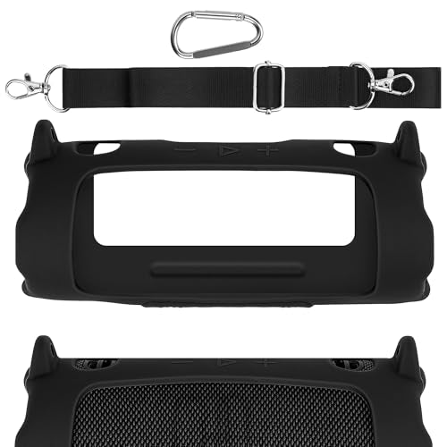 Geekria Silicone Case Compatible with JBL Charge 6, Lightweight Shockproof Speaker Cover with Shoulder Strap, Anti-Slip Protective Sleeve for Travel, Beach, Camping & Everyday Use (Black) - color: Black