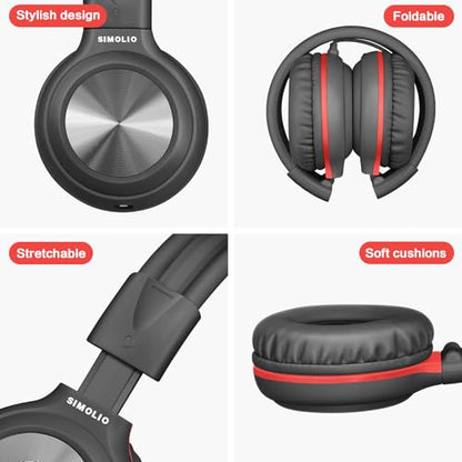 SIMOLIO 2 Pack Wired Headphones with Share Port, USB C to 3.5mm Dongle, MIC | Manyshare Series, 3-Level Volume Limiter, Passive Noise Cancelling, Foldable Over-Ear Headset for School Travel Adult iPad PC - color: Sleek Black & Fresh Green USB C&3.5mm