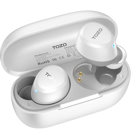 TOZO A1 Wireless Earbuds Bluetooth 5.3 Light Weight in Ear Headphones | IPX5 Waterproof, 2 Mics for AI Calls, Immersive Premium Sound Bass Ear buds with Charging Case, 32 Presets EQ via TOZO App - color: Matte White