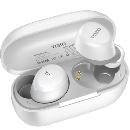 TOZO A1 Wireless Earbuds Bluetooth 5.3 Light Weight in Ear Headphones | IPX5 Waterproof,2 Mics for AI Calls,Immersive Premium Sound Bass Headset with Charging Case,32 EQ via App Matte White - color: Matte White