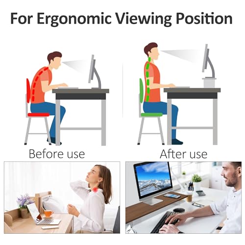 Monitor Stand Riser,Wood & Acrylic Computer Monitor Stand with LED Strip Light,Desk Accessories Desktop Organizer Stand for Computer,Laptop,Printer,PC & TV Screen