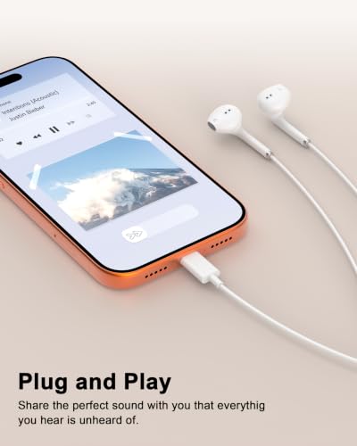 [Apple MFi Certified] USB C Headphones Wired for iPhone 17 16 15,Galaxy S26 | 2 Pack Earphones/Earbudswith USB-C Plug, Wired Ear Buds with Built-in Remote to Control Music, Phone Calls, and Volume - color: Silver+White