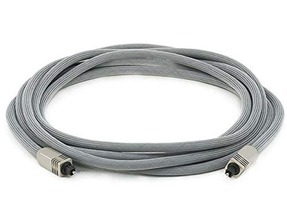 Monoprice 102765 Premium S/PDIF (Toslink) Digital Optical Audio Cable - Silver - 12ft | Heavy Duty Mesh Jacket, Metal Connector Heads, For Play Station, Xbox one, Home theater & More - size: 12ft