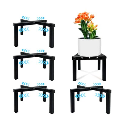 4 Pcs Four Legs Adjustable Metal Plant Stand for 5"-10" Plant Pot – Indoor & Outdoor (Black, 4 Pack) - color: Mini 4Pcs Black 5-10", style: 3 - Mini
