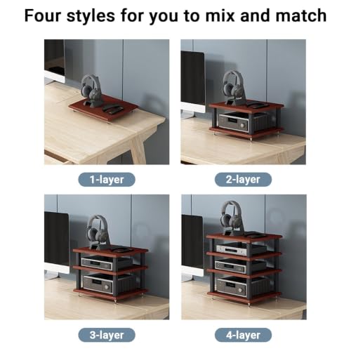 Desktop Hi-Fi Audio Rack, Multi-Tier Stereo Component Shelf for Amplifier(Teak,4-Layer) - color: Teak, size: 4-layer