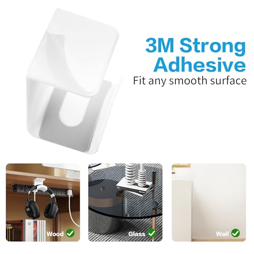 YAODHAOD Headset Hanger Holder Wall Mount, Sticky Headset Stand Holder Clip Under Desk for All Headphone/Controller (White,Hanging Style) - color: White, size: Hanging Style