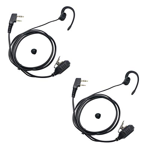 Walkie Talkie Earpiece 2 Pin C Shape Radio Headset, 2 Pack