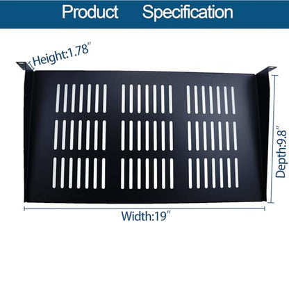 Server Rack Shelf - 2Pcs 1U Rack Shelf for 19 Inch Cases - Ideal for Audio Racks, Network Equipment Shelf Mounting, Cantilever Mount (1U-2pcs)