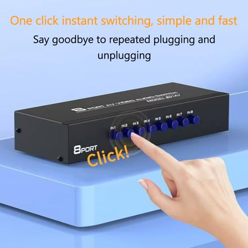 8-Port AV Switch RCA Audio Video Switcher Selector 8 in 1 Out Audio Selector Box for DVD TV Box STB Game Consoles - size: 8 Port