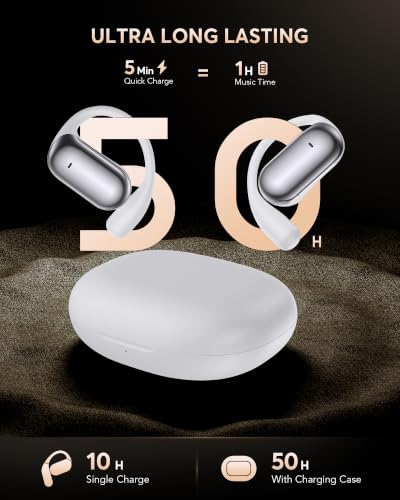 【2026 New Bluetooth 5.4 Open-Ear Headphones】 Adjustable Ear Hooks, Crystal-Clear Sound with Zero Sound Leakage, Clear Calls, IP68 Waterproof, 50H Ultra-Long Battery Life, Fast Type-C Charging