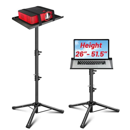 CAHAYA Projector Stand Tripod Adjustable Height Portable Laptop Rack Tray | 26-51.5" Adjustable Height Holder for Projectors Laptops Books Tablets Heavy-duty Stand for Outdoor Movies Music - style: Tripod Projector Stand