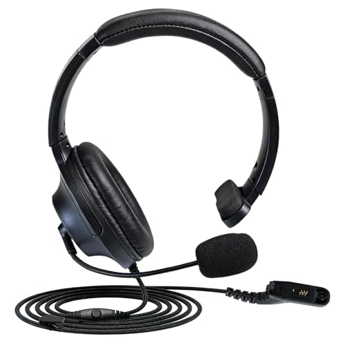 WODASEN Over Ear Single Side Earmuff Noise Cancelling Overhead Headset with Boom Mic PTT for APX4000 APX6000 APX7000 APX8000 XPR 6550 XPR6550e XPR7350e XPR7550e Walkie Talkie
