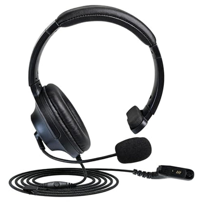 WODASEN Over Ear Single Side Earmuff Noise Cancelling Overhead Headset with Boom Mic PTT for APX4000 APX6000 APX7000 APX8000 XPR 6550 XPR6550e XPR7350e XPR7550e Walkie Talkie