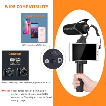 COMICA CVM-V30 LITE Video Microphone,Super-Cardioid Condenser On-Camera Shotgun Microphone for Canon Nikon Sony Panasonic DSLR Cameras,Mic for iPhone Android Smartphone with 3.5mm Jack(Black) - color: Black