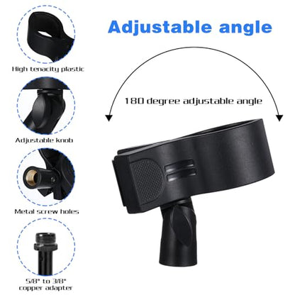 Large microphone clip for mic stand, 180° Adjustable Microphones Holder