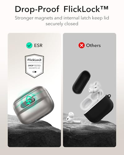 ESR for AirPods Pro 3 Case (2025), Compatible with MagSafe, Titanium | Compatible with AirPods Pro 3 (USB-C Cable), Magnetic Lid, Full Drop Protection Cover with Lanyard - color: Titanium, size: AirPods Pro 3 Case