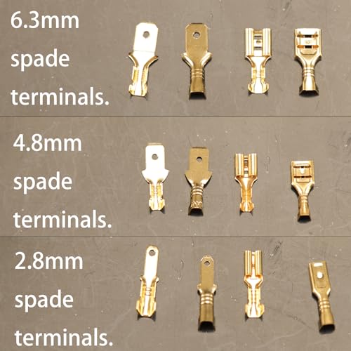 Feggizuli 480pcs Male and Female Spade Connectors Kit With Insulating Sleeve - 2.8mm, 4.8mm, 6.3mm Crimp Terminals for Electrical Wiring