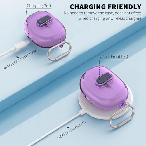 [Secure Lock] TUDIOW for Bose Ultra Open Earbuds Case(2024) | Clear TPU Shockproof Protective Cover for Bose Open Ear Wireless Earbuds Accessories with Cleaning Kit&Keychain(Clear Purple) - color: touzi