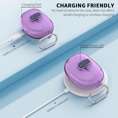 [Secure Lock] TUDIOW for Bose Ultra Open Earbuds Case(2024) | Clear TPU Shockproof Protective Cover for Bose Open Ear Wireless Earbuds Accessories with Cleaning Kit&Keychain(Clear Purple) - color: touzi