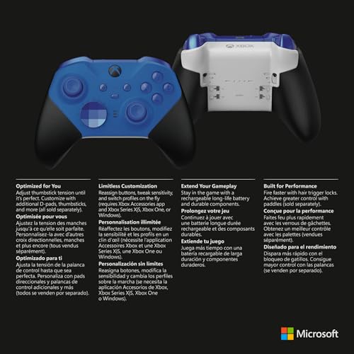 Xbox Elite Series 2 Core Wireless Gaming Controller – Blue Series X|S, One, Windows PC, Android, and iOS - color: Blue