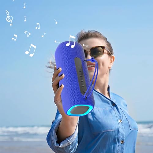 PEICHENG Bluetooth Speaker, Portable Wireless Clear Loud Stereo Sound IPX5 Waterproof with RGB Lights BT5.3 Long Playtime TWS Pairing,for Home Party Outdoor Beach,Great Gift Choice (Blue) - color: Blue