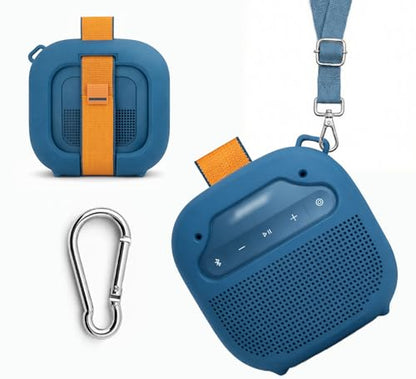 alltravel Silicone Cover for Bose New SoundLink Micro Portable Bluetooth Speaker (2nd Gen) with Neck Lanyard (Twlight Blue) - color: Twlight Blue