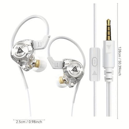 QKZ AK3 Transparent Dynamic Resin Headphones DJ Monitor Earbuds - 3.5mm Wired in-Ear Earphones with Mic Hi-Fi Stereo Heavy Bass Headset for Sports/Gaming/Gym (Purple) - color: Purple