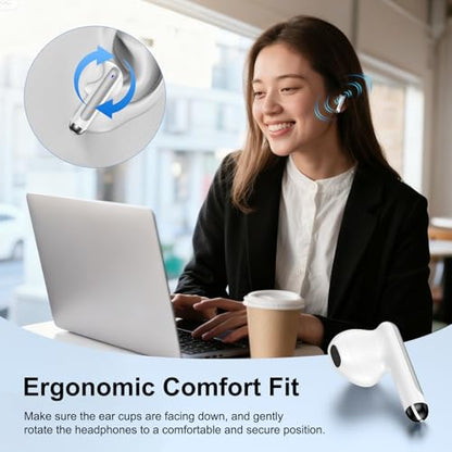 Bluetooth Headphones for iPhone 17e 17 Pro Max Air 16e 16 Pro Max 16 Plus | 15 Plus, Wireless Earbuds Bluetooth Ear Buds Headset in Ear Earphones for Samsung Galaxy S26 Ultra S25 S24 A17 A16 A36 A56 - color: White